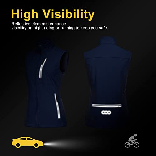 33,000ft Damen Leichte Laufweste Outdoor Softshell Weste Frau Ärmellose Jacke Winddichte Wasserdichte Atmungsaktive Vest Gilet für Laufen Golf Wandern Marineblau M