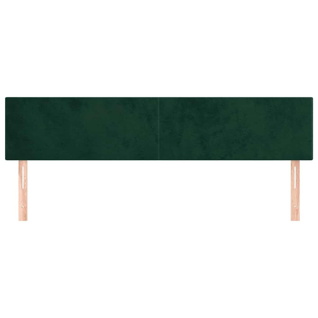 Zagłówek ciemnozielony aksamit 200 x 5 x 78/88 cm tapicerowany z oparciem, drewniane nogi, regulacja wysokości do podwójnego łóżka, sypialni, komfort i stylowa dekoracja