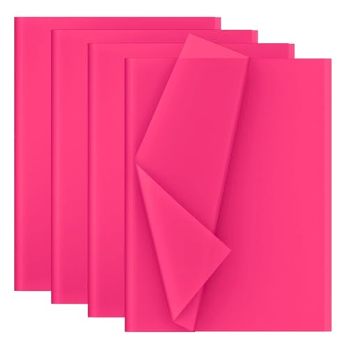 Creavvee Decoupage Papel de seda 50 x 70 cm, Blanco, 28 Hojas, Rosa Oscuro