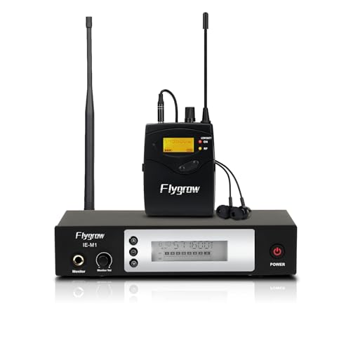 Flygrow Pro UHF Wireless in Ear Monitor System, Metal IEM Stereo System Transmitter and Bodypack Receiver, 80 Adjustable Frequencies,164ft Range, Ideal for Studio, Guitar, Band Performance