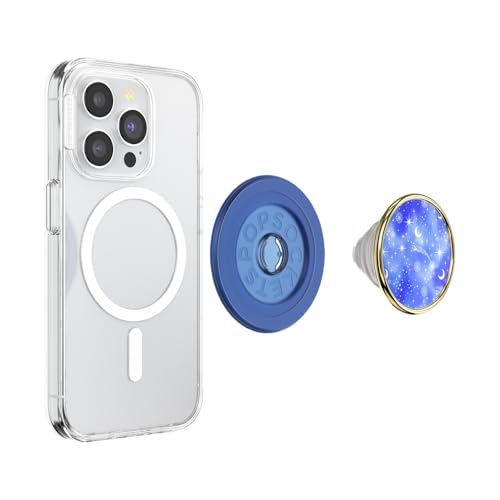 PopSockets Round Phone Grip Compatible with MagSafe, Adapter Ring Included, Phone Holder, Wireless Charging Compatible - Celestial Resin