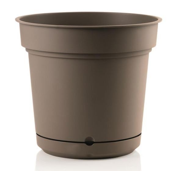 Vaso tondo con sottovaso 'Hydral Element' in plastica colorati da esterno e giardino per piante e fiori 'Made in Italy' Bruno 33 cm
