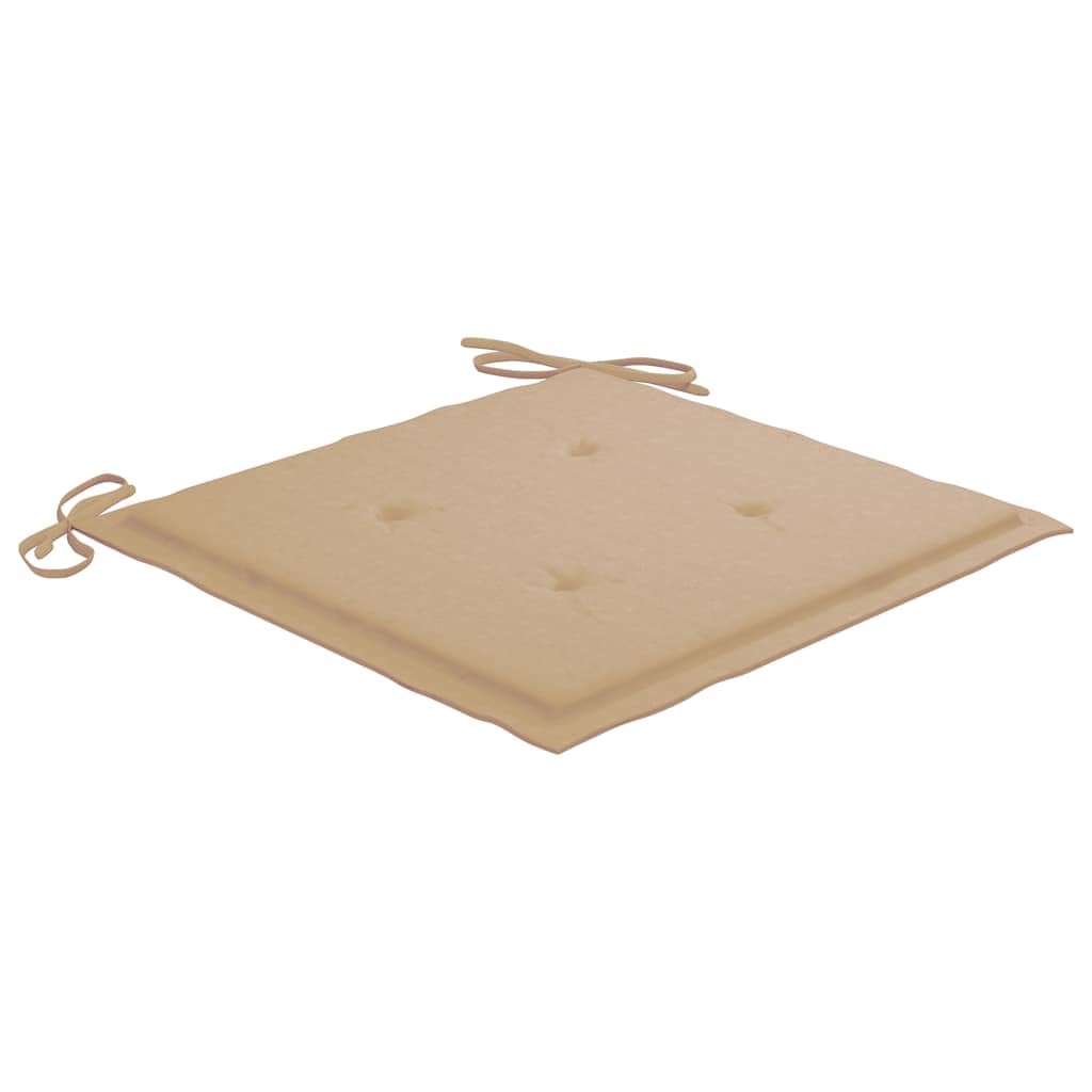 Set di mobili da giardino in teak: 3 sedie da giardino in teak con cuscino beige – sedie da giardino in legno massello con cuscino per terrazza e giardino