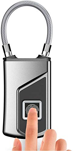 KTM Healthcare® leegoal Fingerprint Padlock, Smart Waterproof Fingerprint Lock Anti-Theft Keyless Lock with USB Charge, Suitable for House Door, School, Gym Locker, Backpack, Suitcase, Cabinet, Office