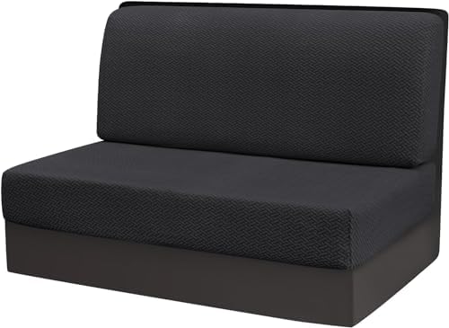 Stretchable RV Dinette Cushion Covers, Anti-Slip Sofa Bed Slipcover with Straps, Beige RV Couch and Seat Covers for Loveseat and Camper Furniture