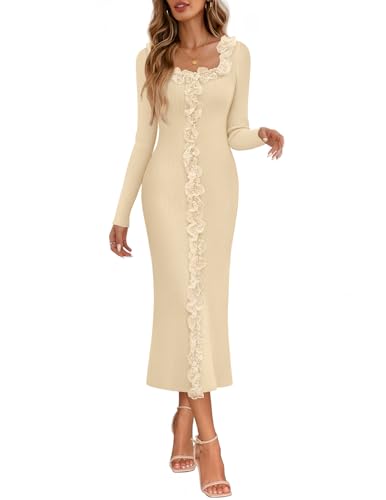 lace detail sweater dress Gia Tuck Lace Sweater Dress