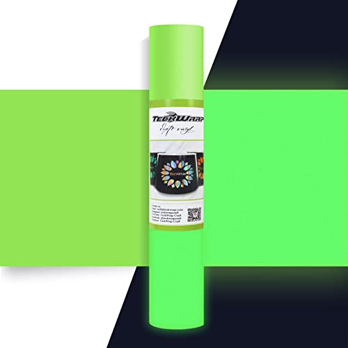 TECKWRAP Glow in Dark Matt Adhesive Craft Vinyl for Craft Cutter,Sign Plotter 3ft x 152 cm, Neon Lime Green Cover