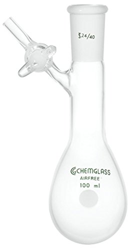 Chemglass AF-0520-27 Series AF-0520 Reaction Flask, Airfree, Schlenk, Valve, Single Neck, 24/40 Outer Joint, 500 mL Capacity