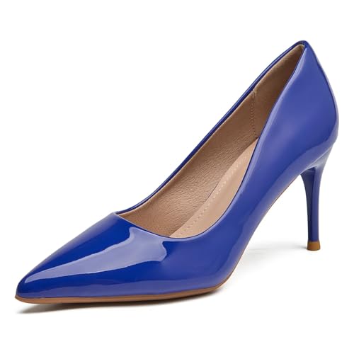 Image of Women's Low Kitten Heel Pumps Classic Fashion Dress Pumps Simple Heeled Shoes for Office Work