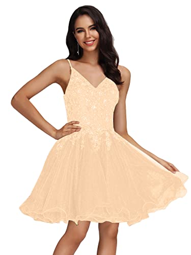 MllesReve Tulle Homecoming Dresses Teens Lace Beaded Party Dress Juniors Short Prom Dresses