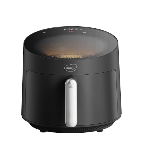 Pigeon By Stovekraft STELLAR Air Fryer Large 5.5L | 1500W BLADELESS Airfryer | Unique See Through Top View Glass | 360 Airwhirl Technology | Digital Touchscreen | 8 PRESETS Menu | Shake Feature, Black view 1
