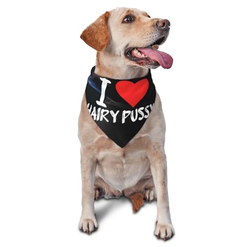 I Love Hairy Pussy Stylish Pet Bandana Cute Pattern Triangle Scarf for Dogs and Cats