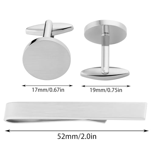 Image of GWD Cufflinks and Tie Clip Set Personalized Cuff Links Business Wedding