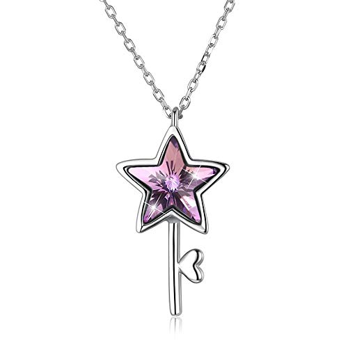 Pendentif en forme d'étoile bleue collier argent 925 véritable chic femme