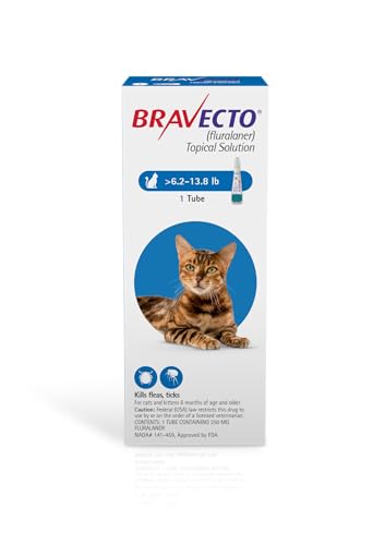 BRAVECTO Topical Solution for Cats, Flea & Tick, 12 Week Supply, 6.2-13.8 lbs., Blue Box