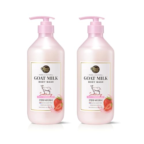 SHOWERMATE Premium Goat Milk Body Wash 27 Fl Oz Pack Of 2 (Strawberry)