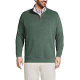 Lands' End Mens Bedford Rib Quarter Zip Sweater Deep Woodland Green Heather Regular X-Large