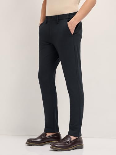 Image of THE BEAR HOUSE Men's Blue Regular Fit Formal Trouser