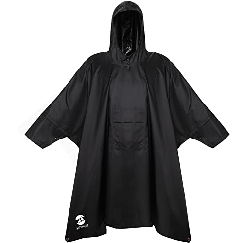 SaphiRose Long Sleeves Rain Poncho Waterproof Unisex Raincoat Jacket for Adults Men Women
