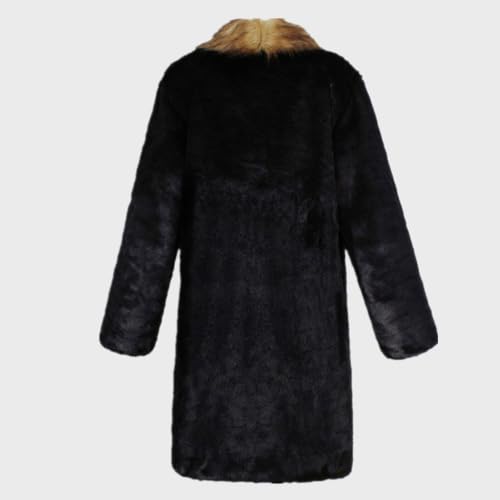 Image of Lisa Colly Mens Faux Fur Coat Jacket Winter Overcoat | Men's Faux Fur Long Jacket, Long Sleeve, Fluffy Warm, Winter Parka Coat