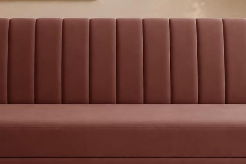 Image of Modern Velvet 3 Seater Sofa Cum Bed, Convertible Sleeper Couch Sofa for Living Room, Bedroom & Office - Brown Color