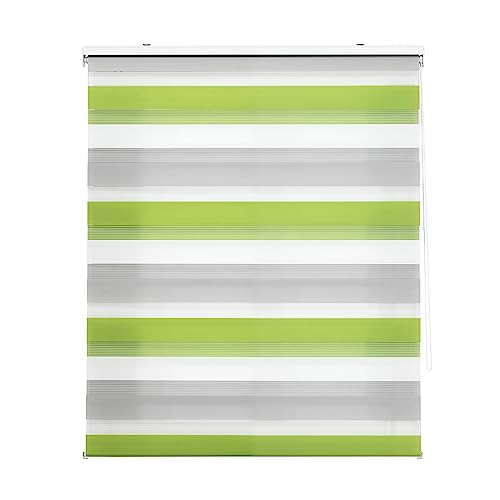 Decorblind Doppellagiges Rollo für Nacht und Tag, Montage an Wand oder Decke, Maße: Breite 160 x Länge 180 cm, Maße Stoff: 157 x 175 cm, dreifarbiges Rollo in Grau, Weiß, Fensterrollo