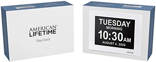 Image of American Lifetime, New Version, Day Clock Extra Large Impaired Vision Digital Clock with Backup and 5 Alarm Options Great Gift Ideas, 2 Pack White