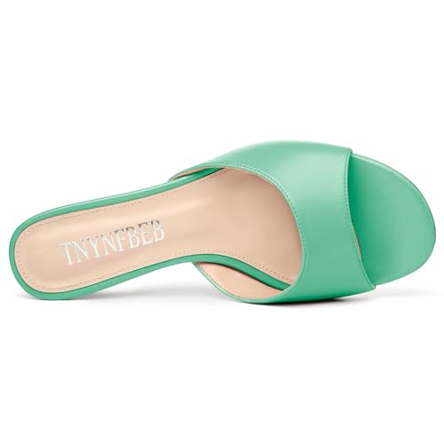 Image of TNYNFBEB Womens Low Kitten Heel Open Toe Sandals Mules Shoes Slingback Prom Party Dress Summer 1.4 Inches Heels