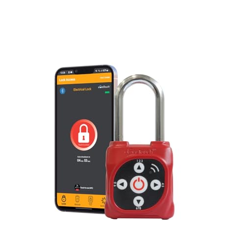 eGeeTouch Smart Lockout Tagout Padlock, with NFC & Directional Code (Red)