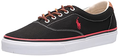 Polo Ralph Lauren Men's Keaton-Pony Sneaker, Black/RL 2000 RED PP, 9