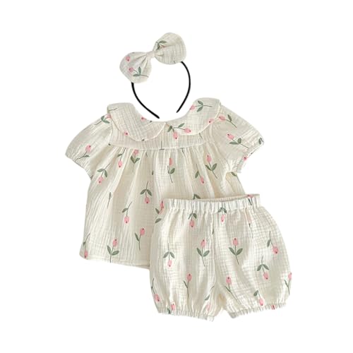FRCOLOR Girl Newborn Outfit Short Sleeve Summer Clothes Cotton Diaper Crawler Toddler Outfits Essential Newborn Garment