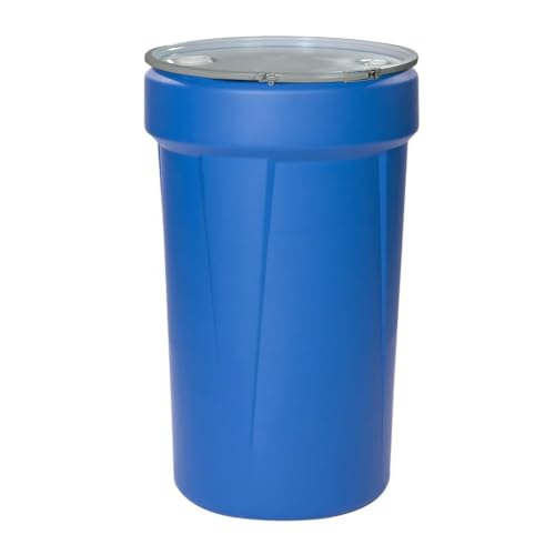 Eagle Plastic Drum, 55 Gallon Drum, DOT Compliant, Made in USA, Blue | High-Density-Polyethylene, Open Head Lab Pack Drum, Metal Lever-Lock with Bung Lid, Hazardous Material Storage, Transport