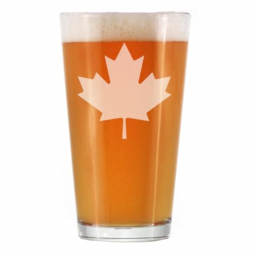 Bevvee Canada Maple Leaf Pint Glass 16 oz Beer Flag Gift