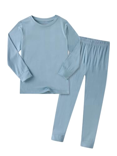Image of BABY 2T-10Y Toddler Kids Girls Boys Soft Comfy Viscose 2pcs Set Long Sleeve Plain Shirts and Pants Sets