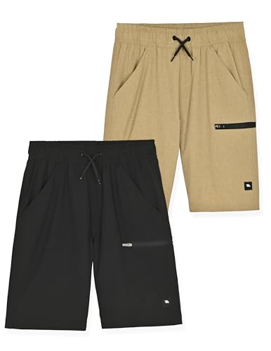 TONY HAWK Boys Shorts for Kids | 2 Pack Active Shorts for Boys (as1 Numeric Numeric_14 Numeric_16 Regular Black-Khaki)