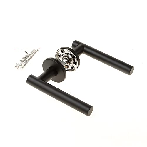 Poignée de porte BASIC LBVII-19 sur rosace ronde Noir mat