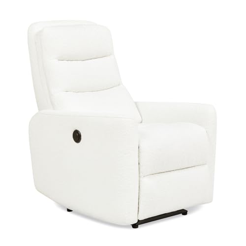 Sillón reclinable eléctrico tela boucle blanco miniatura 4