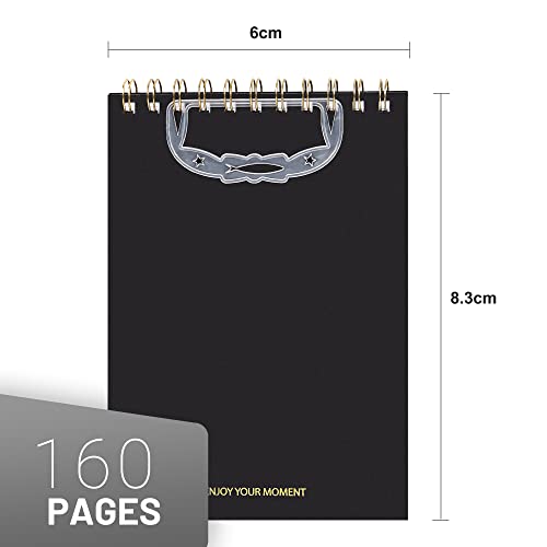 Yoment Top Spiral Notebooks Basic Bullet Lined Journal For Writing 6"X8.5" College Ruled Waterproof Cover Notepad 160 Lined Pages Spiral Notebooks For Note Taking Work School Office Business,Black #TOP5