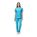 Women's Scrub Set - Medical Scrub Top and Pant, Water Blue, Small