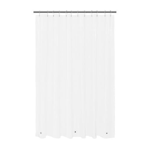 Image of Mrs Awesome Long Clear Shower Curtain Liner with 3 Magnets, 72x80 Premium Flexible Sturdy Plastic Shower Curtain for Bathroom Lightweight, Waterproof, Clear