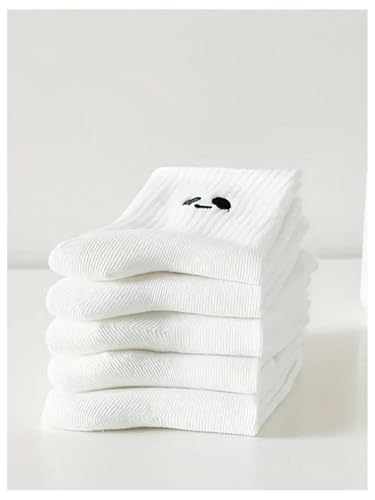 Men's 5 Pairs Cute Funny Emotion Crew Socks Mid Calf Comfy Soft Casual Socks4