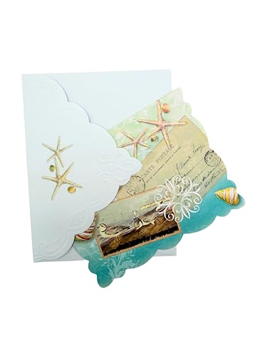 Image of Poster Foundry Set of 3 - Seaside Boxed Note Cards by Carol Wilson. 10 embossed 4x5 Die-Cut Notecards and Matching Envelopes in Decorative Gift Box with Magnetic Flap. NCP4016