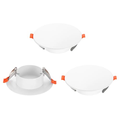 Awclub 5.3-Inch Spring Mount Ceiling Cover Plates, Recessed Light Trim Wall, Downlight Hole Cap Decorative Panel with Buckle Fit 3.4-4.9inch Round Hole Ceiling Openings, White 3 Pack