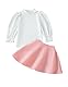 Refein Kleinkind Baby Mädchen Rock Set stricken Puffärmel Rollkragen Top Shirt Plaid Flared Mini Röcke A-Linie Kleid Kleidung Set