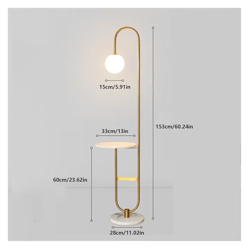 Lámpara de pie de arco LED con base de mármol noble y mesita 3