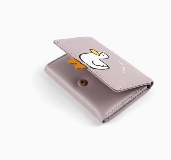 Wallet Women, Cute Duck Cartoon Trifold Wallet, Synthetic Leather Coin Purse with Secure Snap Closure, Compact Credit Card Holder for Women, Funny Design, Cute Wallet (Green)4