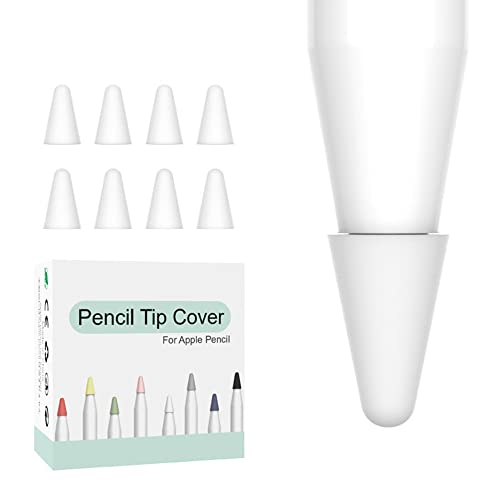 CHUANGOU 8 Piezas Protector de Punta de Silicona Compatible con Apple Pencil 1ª Gen/ 2ª Generación Protección de la Punta del lápiz, Blanco Cover