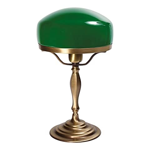 Tischlampe Messing Grün Glasschirm Handarbeit Pilzform E27 Cover
