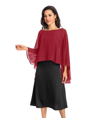 Image of Baoqiya Chiffon Capes Sheer Capelets Long Cape Poncho For Women Plus Size