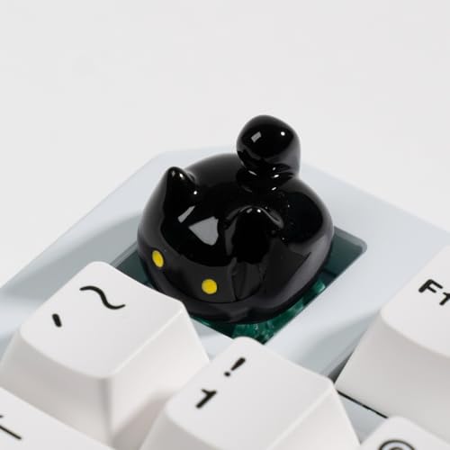 Witwikey Artisan Cat Keycap for Mechanical Keyboards, Orange and White, 3D Printed Resin, 1U Size,